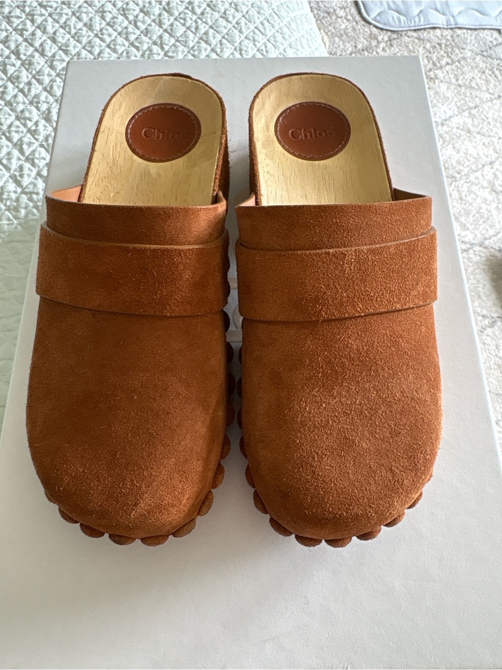 Chloe Joy Suede Clogs in Brown size 35
